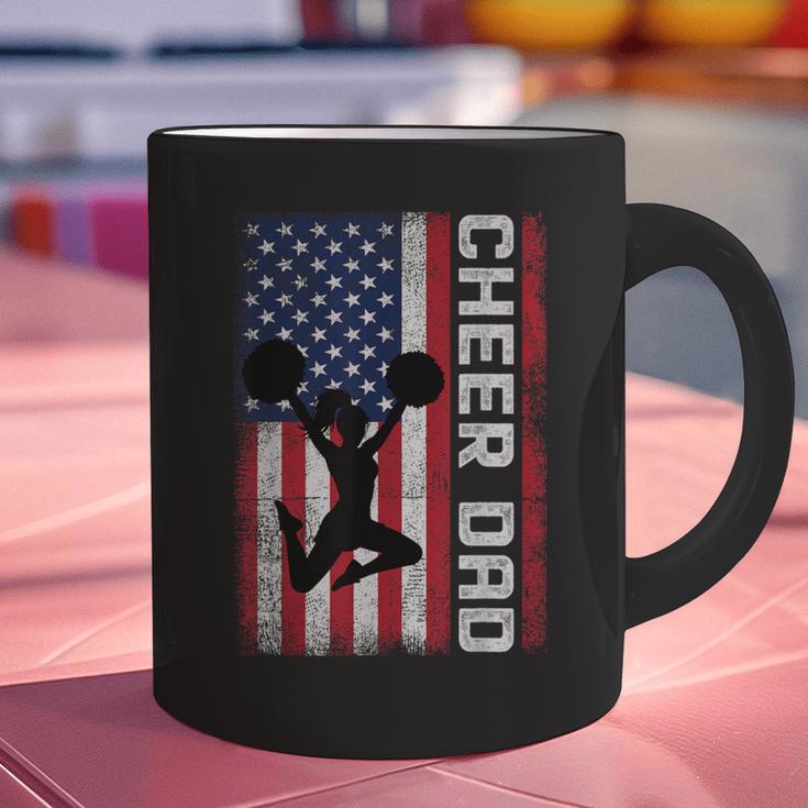 Cheer Dad American Flag Cheerleader Support Graphic Print Coffee Mug