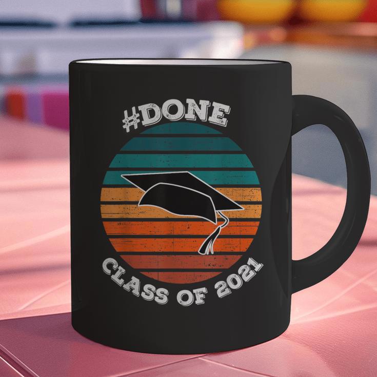 Class Of 2021 Done Senior Graduation Retro Sunset Graphic Print Coffee Mug
