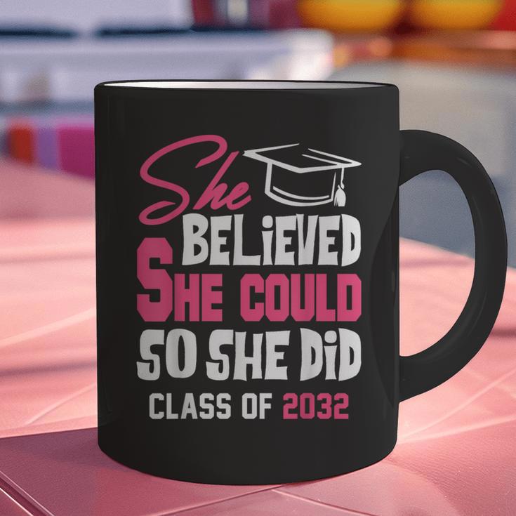 Class Of 2032 She Believed She Could Kids Graduation T-Shirt Graphic Print Coffee Mug