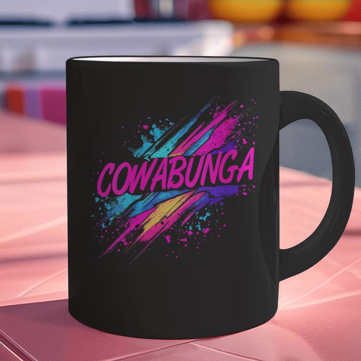 Cowabunga Retro 80s 90s Nostalgia Slang Neon Grunge Art Graphic Print Coffee Mug