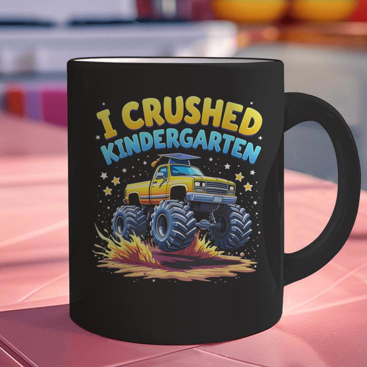 I Crushed Kindergarten Monster Truck Graduation Boys Kids Graphic Print Coffee Mug