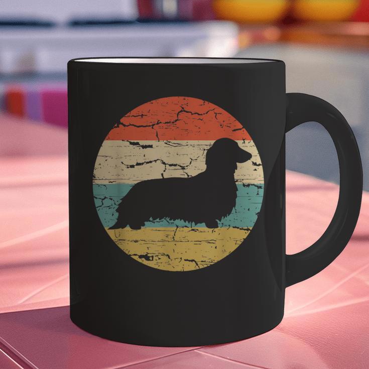 Dachshund Long Haired Dog Vintage Mom Dad Retro Graphic Print Coffee Mug
