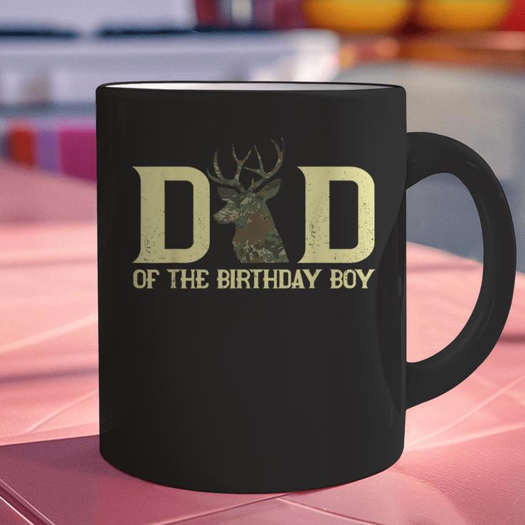 Dad Of The Birthday Boy Deer Hunter Camouflage Flag Graphic Print Coffee Mug