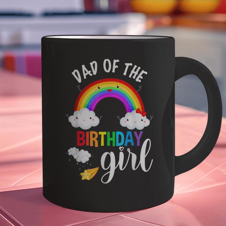 Dad Of The Birthday Girl Rainbow B-Day Matching Family Graphic Print Coffee Mug