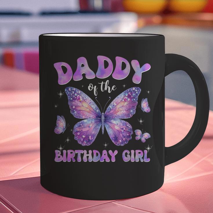 Dad Of The Birthday Girl Tie Dye Butterfly Birthday Family Graphic Print Coffee Mug
