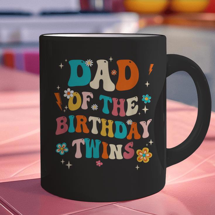 Dad Of The Birthday Twins Boys Girls Party Retro Bday Graphic Print Coffee Mug