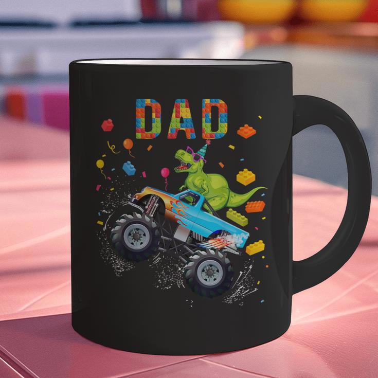 Dad Building Blocks Monster Truck Dinosaur Birthday Graphic Print Coffee Mug