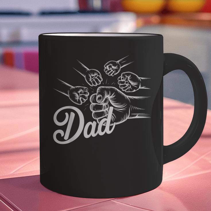 Dad Of Four Toddler Kids Fathers Day Fist Bump Family Graphic Print Coffee Mug