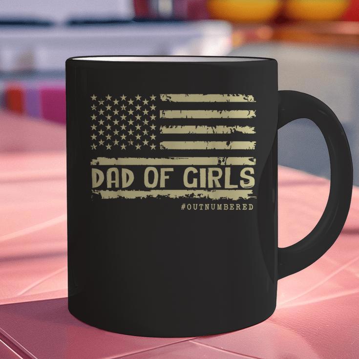 Dad Of Girls Outnumbered US Flag Father's Day Daughter Dad Graphic Print Coffee Mug