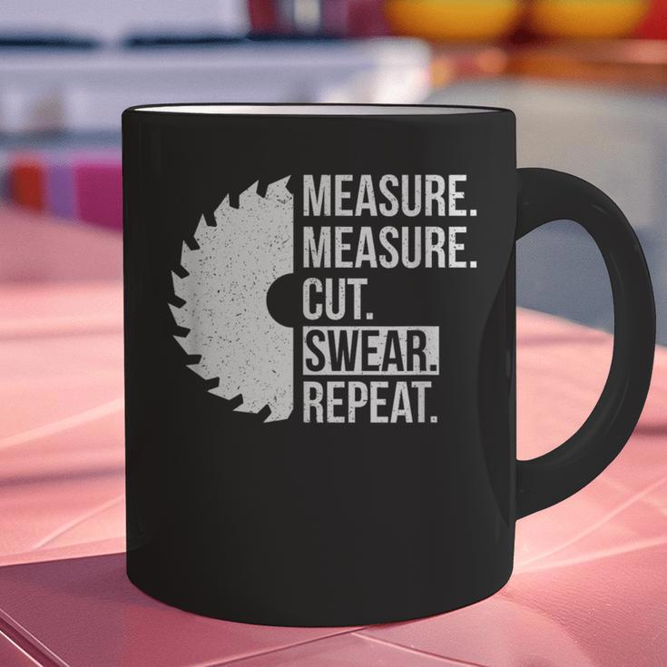 Dad Shirt Measure Cut Swear Handyman Father Day Tshirt Graphic Print Coffee Mug