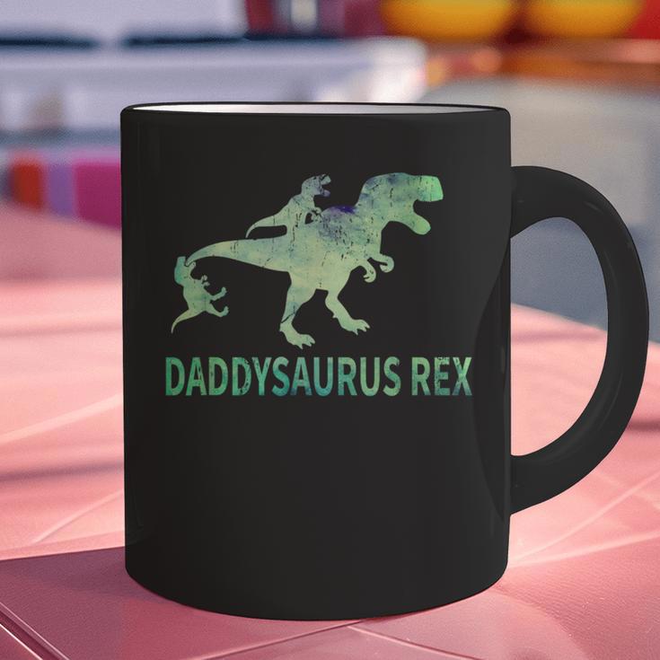 DaddysaurusRex Dinosaur Daddy Saurus Dad 2 Two Kids Dino Graphic Print Coffee Mug