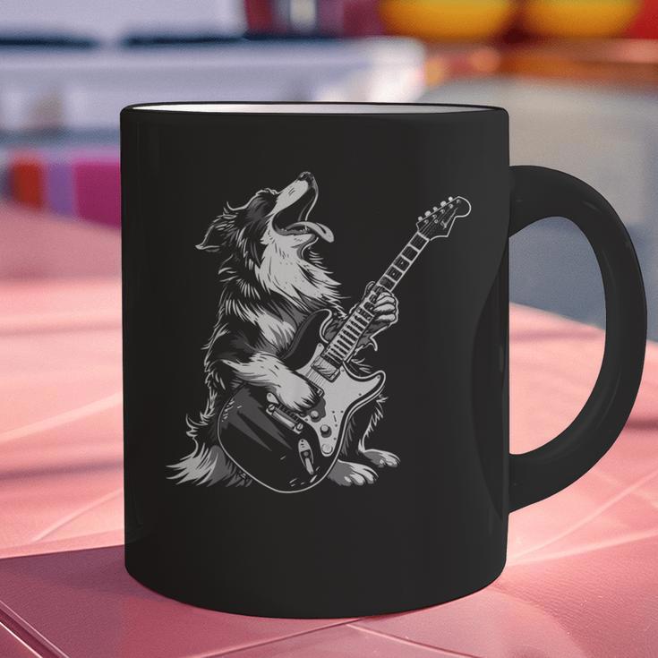 Dog Guitarist Guitar Australian Shepherd Dad Mom Graphic Print Coffee Mug