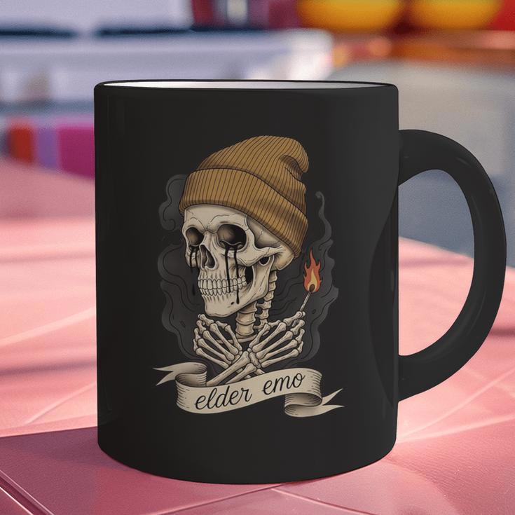 Elder Emo Skeleton Beanie Nostalgia Scene Aesthetic Graphic Print Coffee Mug Elder Emo Skeleton Beanie Nostalgia Scene Aesthetic Graphic Print Coffee Mug