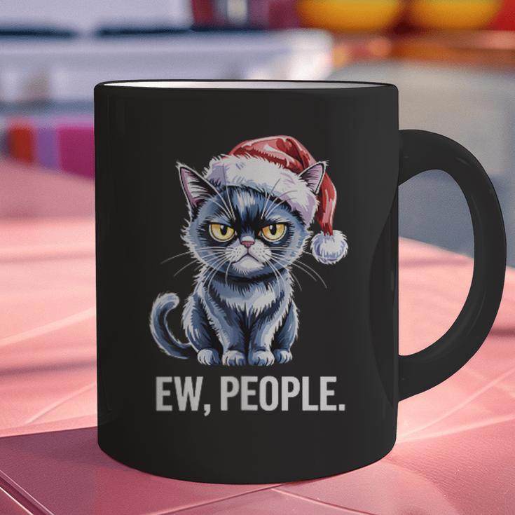 Ew People Christmas Cat Santa Hat Dad Introvert Graphic Print Coffee Mug Ew People Christmas Cat Santa Hat Dad Introvert Graphic Print Coffee Mug