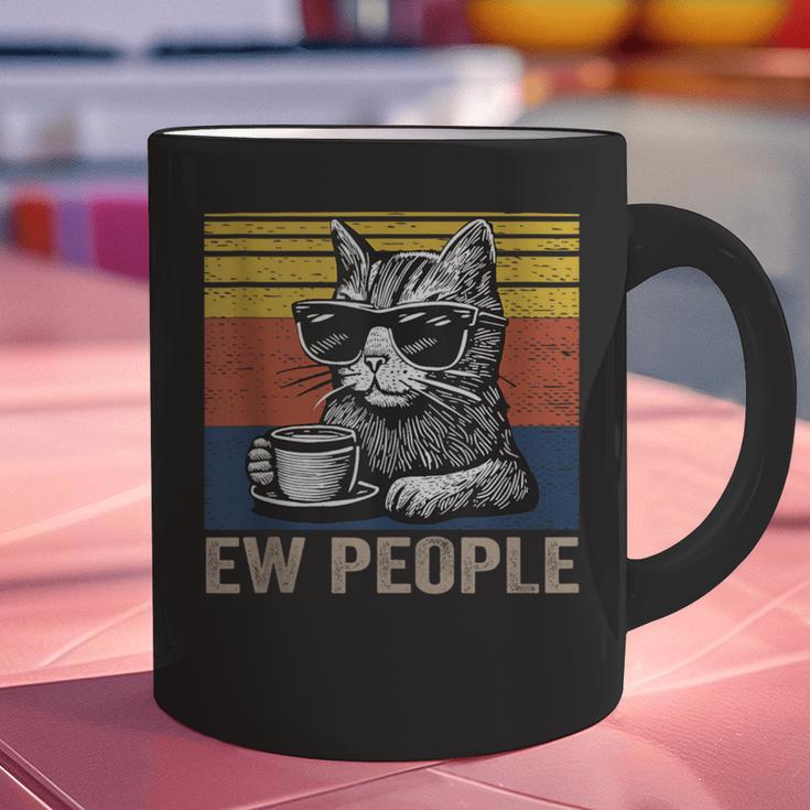 Ew People Introvert Cat Lover Crazy Vintage Cat Lady Graphic Print Coffee Mug