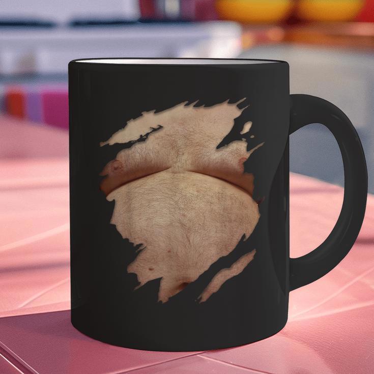 Fat Hairy Guy Big Stomach & Man Boobs Fat Dad BOD Graphic Print Coffee Mug