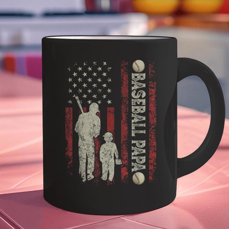 Father's Day Baseball Papa USA Flag Dad Men Baseball Graphic Print Coffee Mug