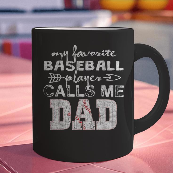 My Favorite Baseball Player Calls Me Dad Shirt Father's Day Graphic Print Coffee Mug