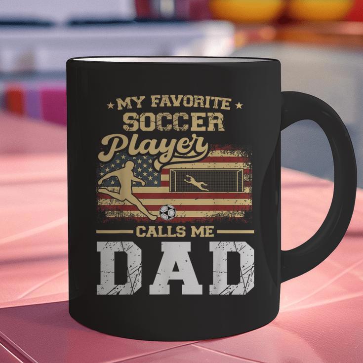 My Favorite Soccer Player Calls Me Dad US Flag Fathers Day Graphic Print Coffee Mug
