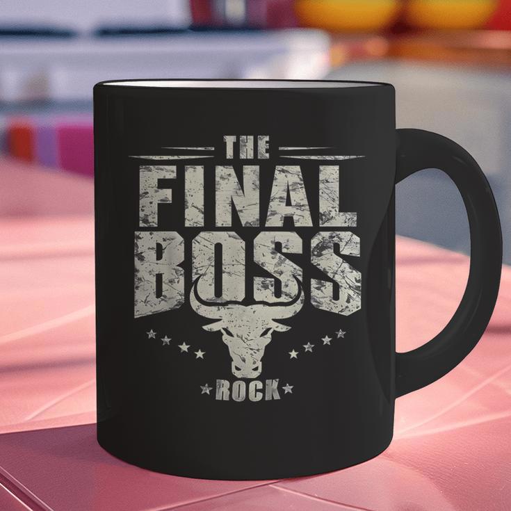The Final Boss Vintage Rock Bull Fun Tee For Strong Dads Graphic Print Coffee Mug