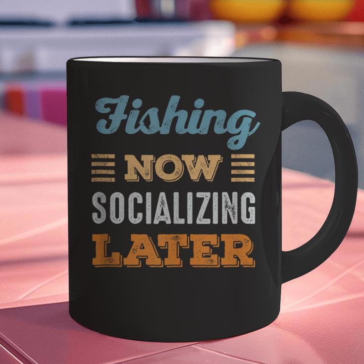 Fishing Now Minimal Socializing Introvert Vintage Graphic Print Coffee Mug Fishing Now Minimal Socializing Introvert Vintage Graphic Print Coffee Mug