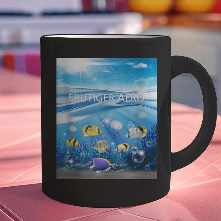 Frutiger Aero Aesthetic Tech Ocean Underwater Fishes Graphic Print Coffee Mug