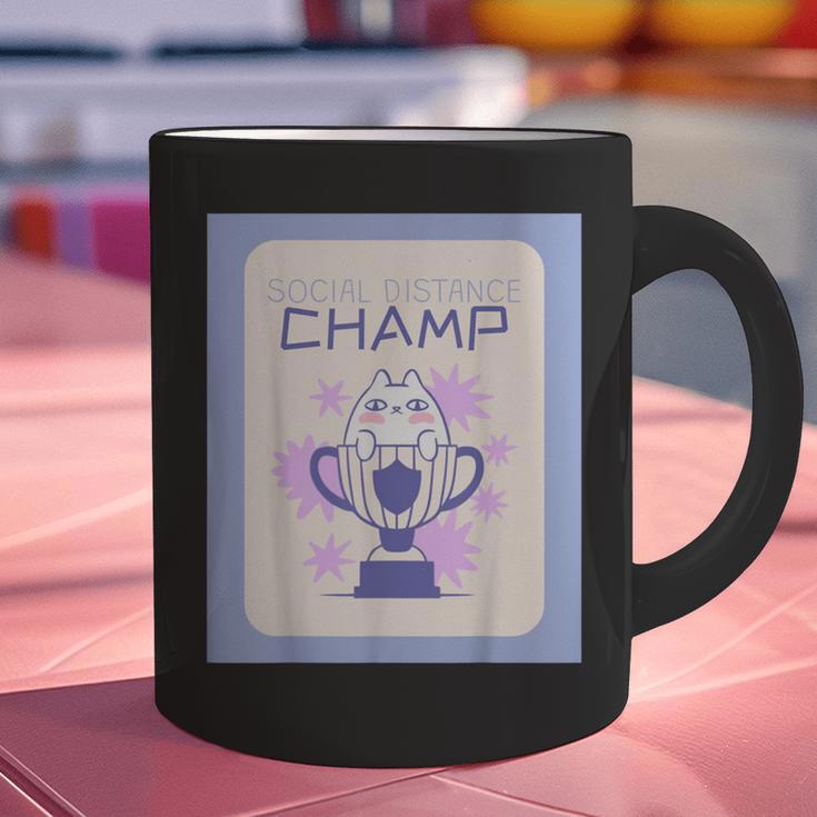 Fun Cute Introvert Cat Character Trophy For Men Women Graphic Print Coffee Mug