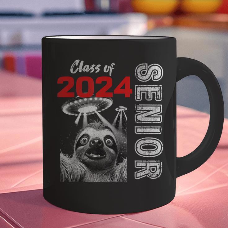 Fun Trendy UFO Sloth Graduation Class Of 2024 Senior Graphic Print Coffee Mug