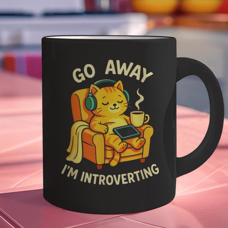 Go Away I'm Introverting Cat Coffee Headphones Graphic Print Coffee Mug Go Away I'm Introverting Cat Coffee Headphones Graphic Print Coffee Mug