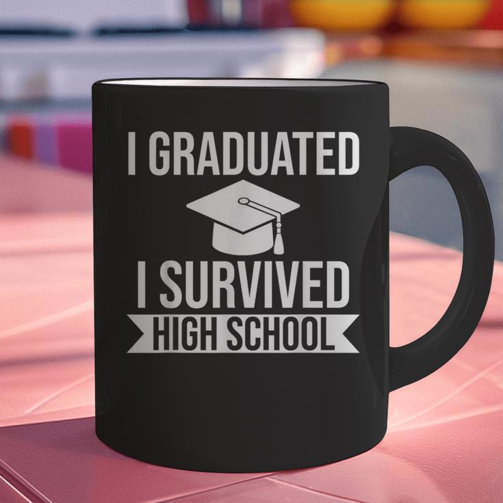 I Graduated I Survived High School Graduation Graphic Print Coffee Mug