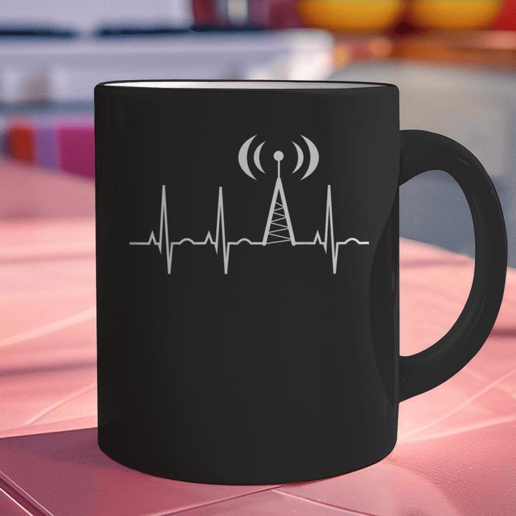 HAM Radio For Dad Ham Radio Operator Heartbeat Graphic Print Coffee Mug