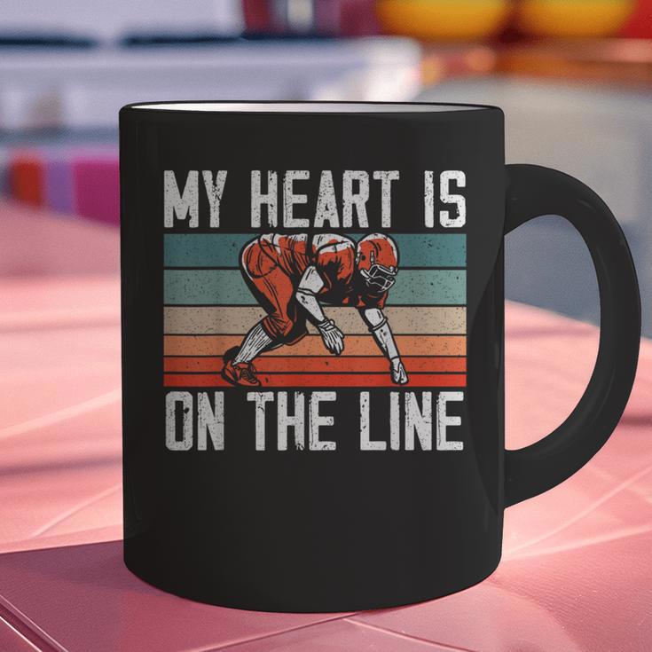 My Heart Is On The Line Football Mom Dad Offensive Lineman Graphic Print Coffee Mug
