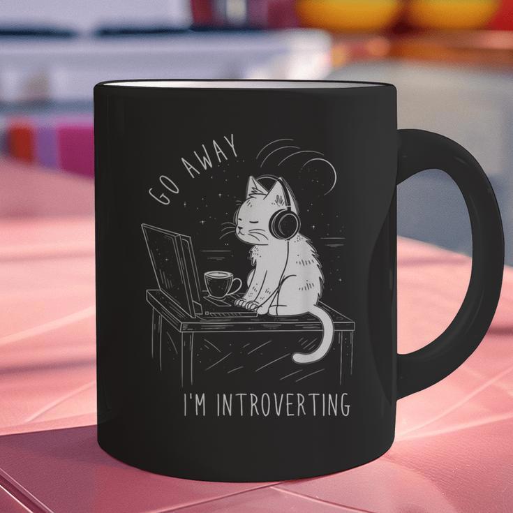 Introvert Cat With Coffee On Computer Antisocial Emo Goth Graphic Print Coffee Mug Introvert Cat With Coffee On Computer Antisocial Emo Goth Graphic Print Coffee Mug