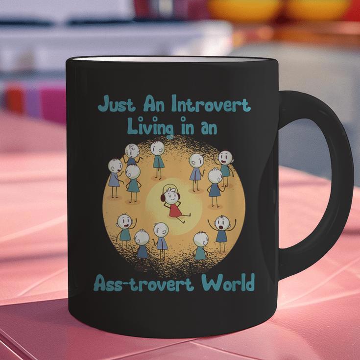 Introvert Extrovert Cartoon In Asstrovert World Graphic Print Coffee Mug Introvert Extrovert Cartoon In Asstrovert World Graphic Print Coffee Mug