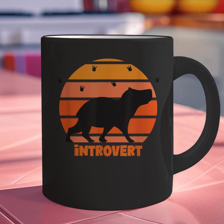 Introvert Retro Sunset Capybara Tee Graphic Print Coffee Mug