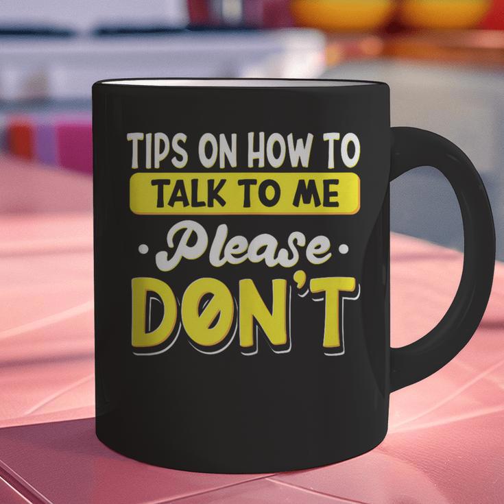 Introvert Tips On How To Talk To Me Please Don't Antisocial Graphic Print Coffee Mug