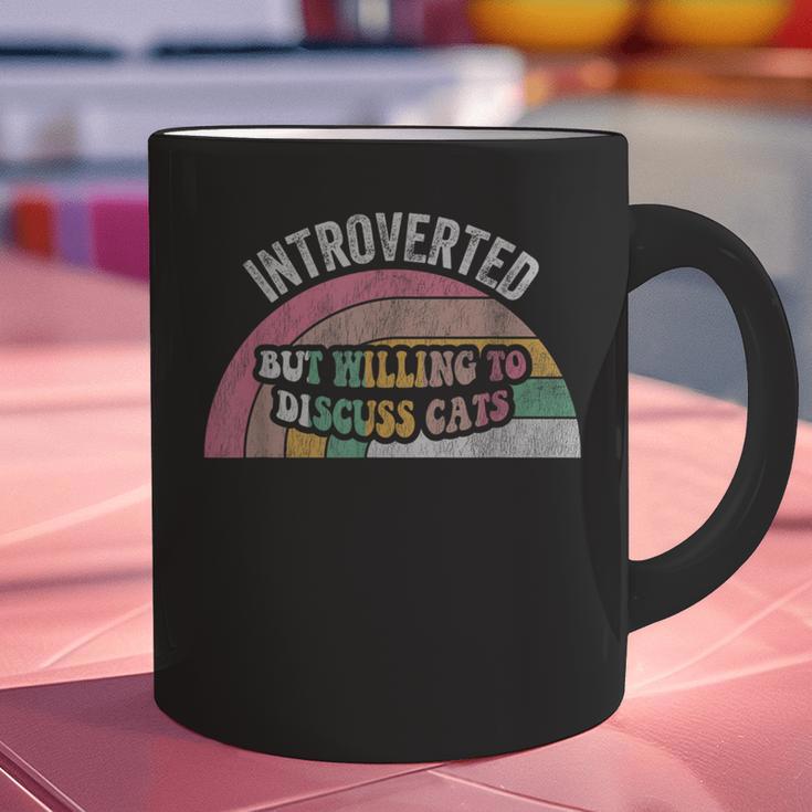 Introverted But Willing To Discuss Cats Rainbow Graphic Print Coffee Mug Introverted But Willing To Discuss Cats Rainbow Graphic Print Coffee Mug