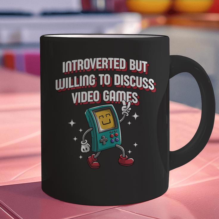 Introverted But Willing To Discuss Video Games Introvert Graphic Print Coffee Mug