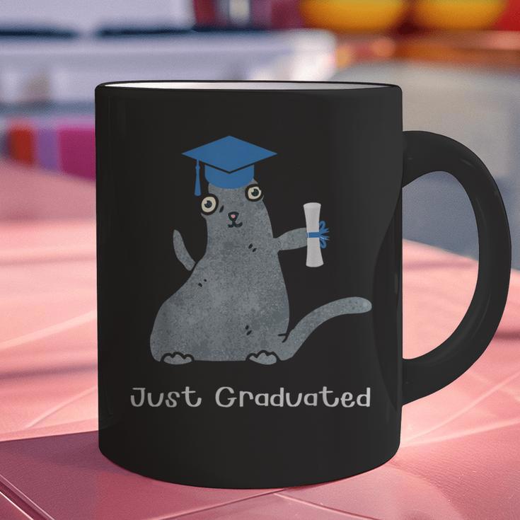 Just Graduated Cat With Graduation Cap And Diploma For Men Women Girls Kids Graphic Print Coffee Mug