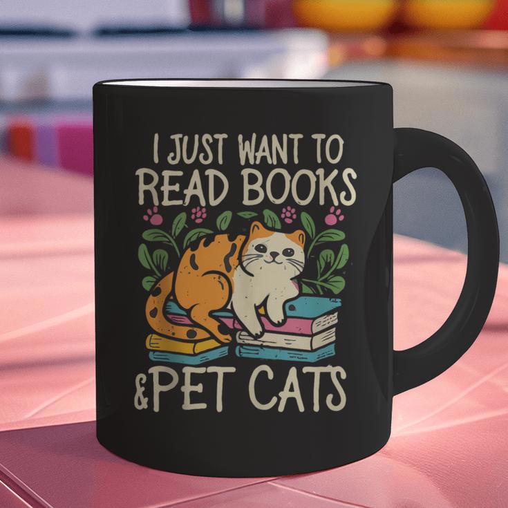 I Just Want To Read Books And Pet Cats Introvert Graphic Print Coffee Mug