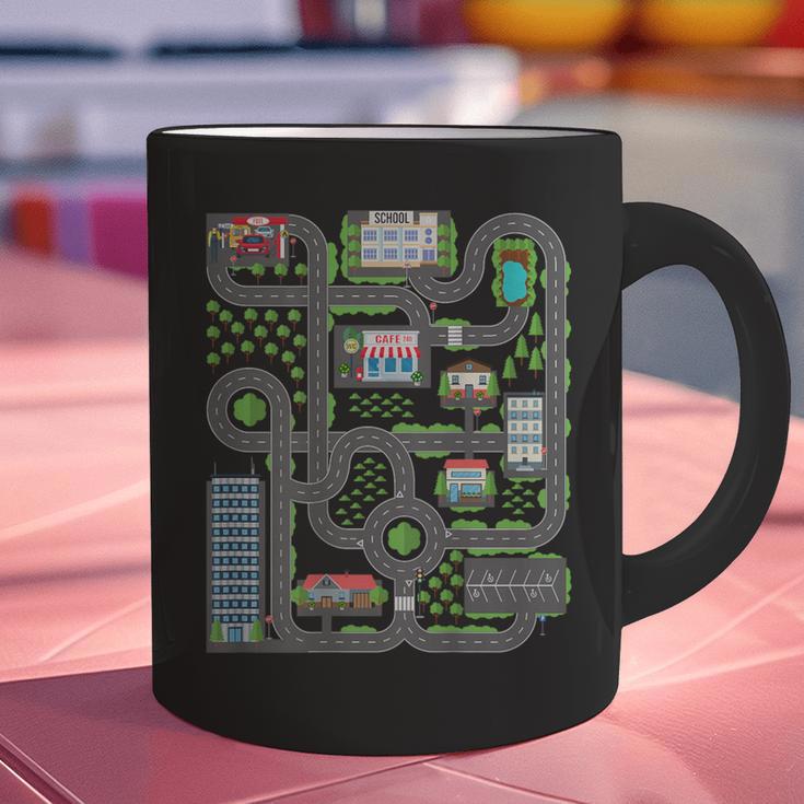 Kid Play Cars On Dad Back Race Track Mat Fathers Day Graphic Print Coffee Mug