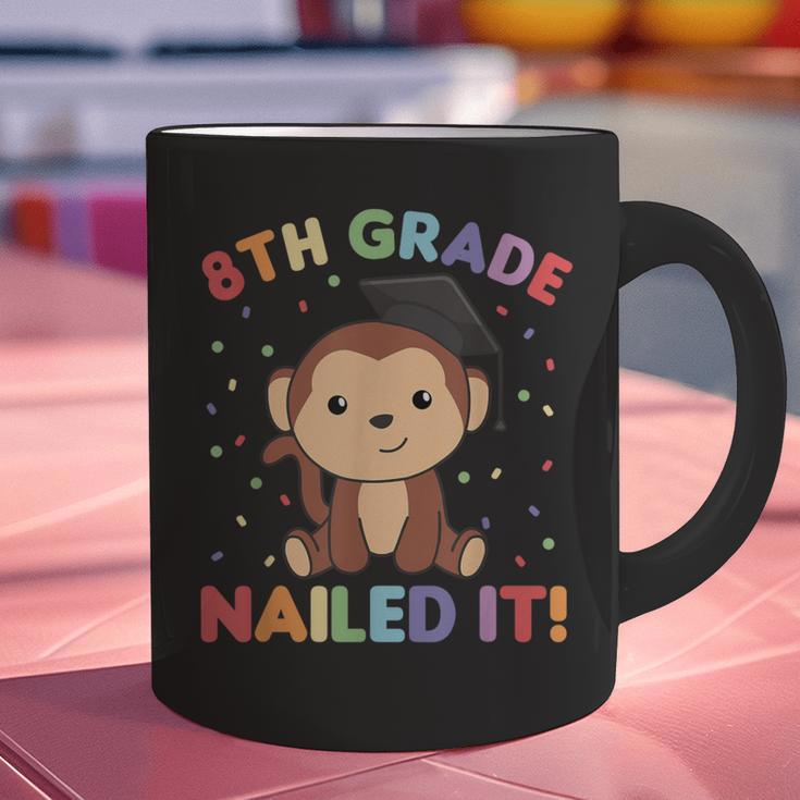 Kids 8th Grade Nailed It Monkey Graduation Graphic Print Coffee Mug