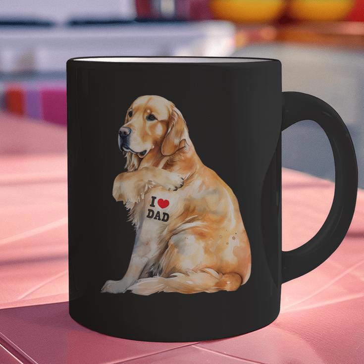 I Love Dad Patriotic Golden Retriever Canine Dog Lover Graphic Print Coffee Mug
