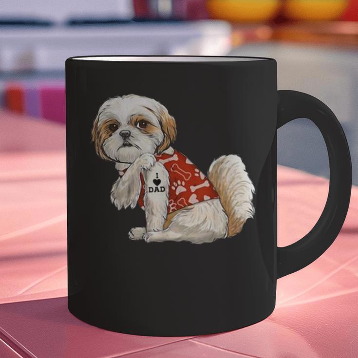 I Love Dad Tattoo Shih Tzu Dad Father's Day Graphic Print Coffee Mug I Love Dad Tattoo Shih Tzu Dad Father's Day Graphic Print Coffee Mug