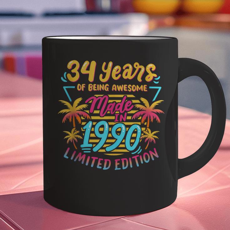 Made In 1990 Limited Edition 90s Nostalgia 34th Birthday Graphic Print Coffee Mug Made In 1990 Limited Edition 90s Nostalgia 34th Birthday Graphic Print Coffee Mug