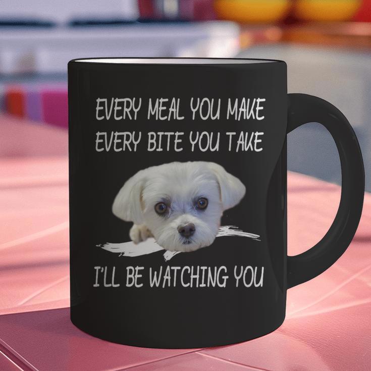 Maltese Dog Watching Owner Quote Puppy Mom Dad Men Women Girls Kids Graphic Print Coffee Mug