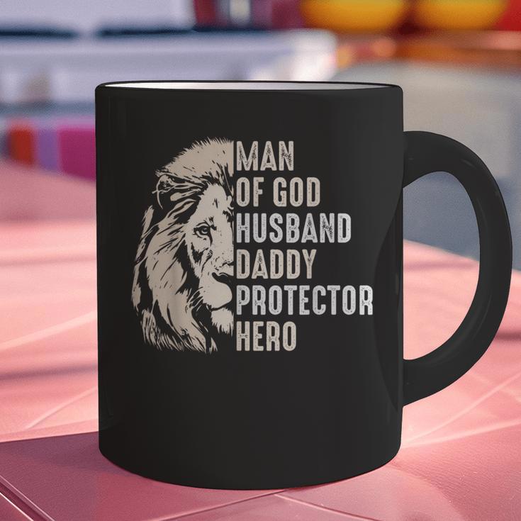 Man Of God Husband Daddy Protector Hero Lion Father's Day Graphic Print Coffee Mug