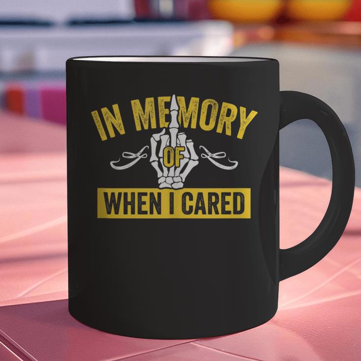 In Memory Of When I Cared Sarcastic Don't Care Finger Graphic Print Coffee Mug