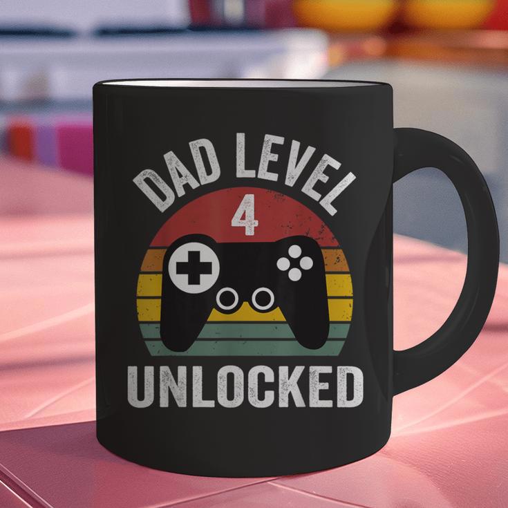 New Dad Shirt Dad Level 4 Unlocked For 4 Kids Gaming Graphic Print Coffee Mug