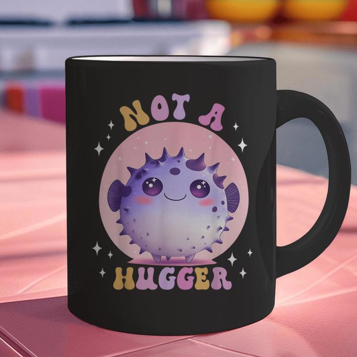 Not a Hugger Cute Pufferfish Autism Awareness Introverts Graphic Print Coffee Mug